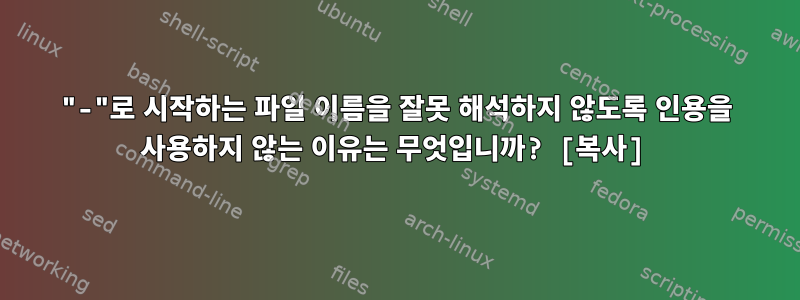 "-"로 시작하는 파일 이름을 잘못 해석하지 않도록 인용을 사용하지 않는 이유는 무엇입니까? [복사]