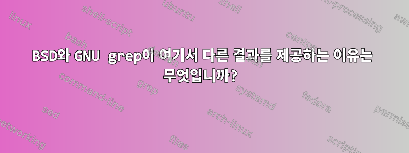 BSD와 GNU grep이 여기서 다른 결과를 제공하는 이유는 무엇입니까?