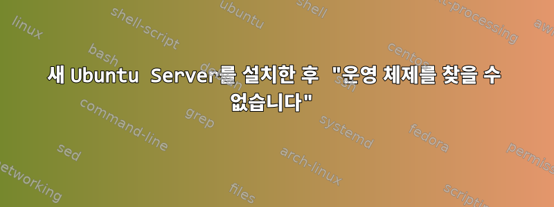 새 Ubuntu Server를 설치한 후 "운영 체제를 찾을 수 없습니다"