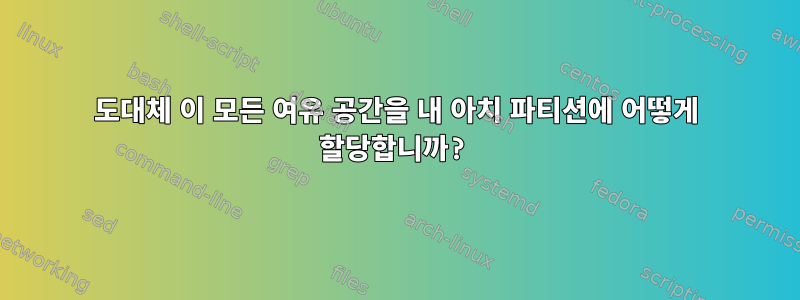 도대체 이 모든 여유 공간을 내 아치 파티션에 어떻게 할당합니까?