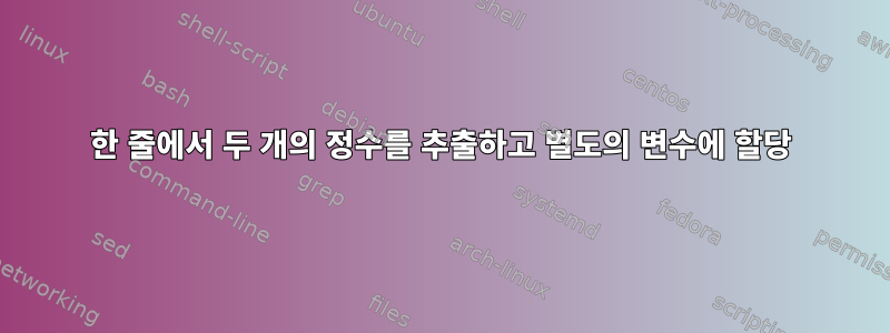 한 줄에서 두 개의 정수를 추출하고 별도의 변수에 할당