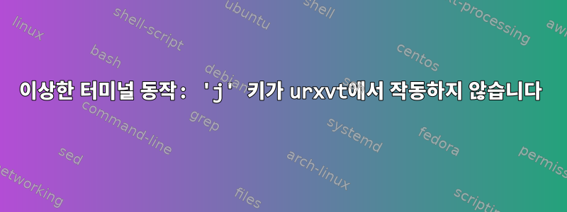 이상한 터미널 동작: 'j' 키가 urxvt에서 작동하지 않습니다