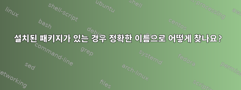 설치된 패키지가 있는 경우 정확한 이름으로 어떻게 찾나요?