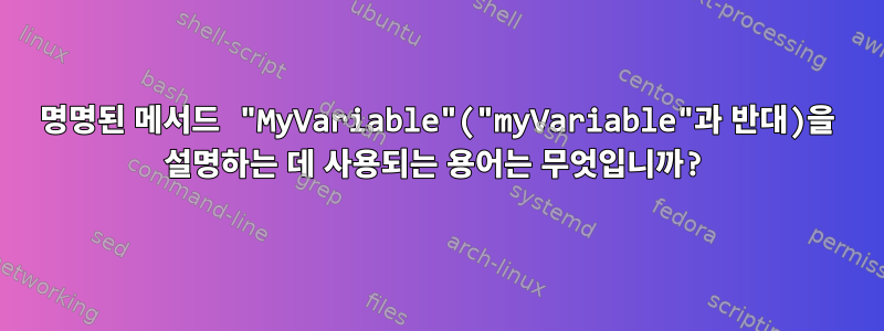 명명된 메서드 "MyVariable"("myVariable"과 반대)을 설명하는 데 사용되는 용어는 무엇입니까?