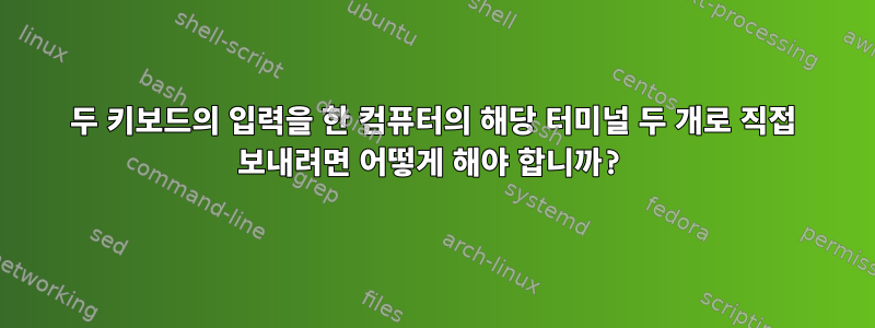 두 키보드의 입력을 한 컴퓨터의 해당 터미널 두 개로 직접 보내려면 어떻게 해야 합니까?