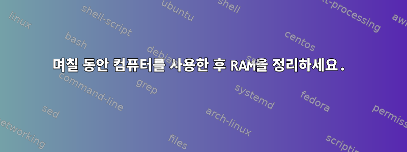 며칠 동안 컴퓨터를 사용한 후 RAM을 정리하세요.