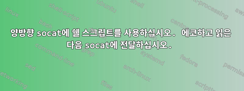 양방향 socat에 쉘 스크립트를 사용하십시오. 에코하고 읽은 다음 socat에 전달하십시오.