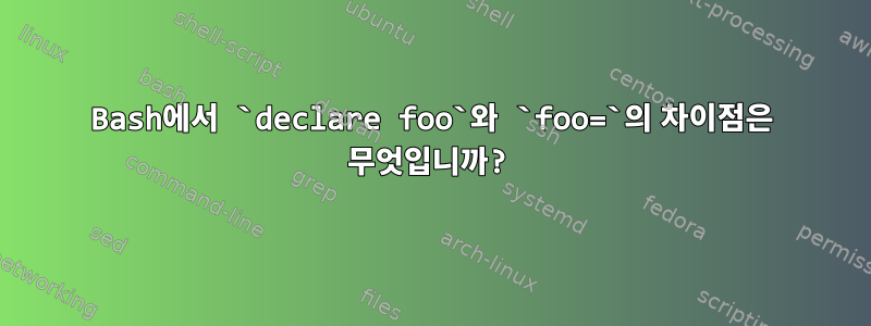 Bash에서 `declare foo`와 `foo=`의 차이점은 무엇입니까?