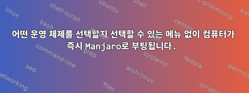 어떤 운영 체제를 선택할지 선택할 수 있는 메뉴 없이 컴퓨터가 즉시 Manjaro로 부팅됩니다.