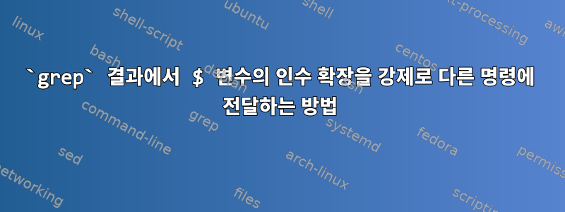 `grep` 결과에서 $ 변수의 인수 확장을 강제로 다른 명령에 전달하는 방법