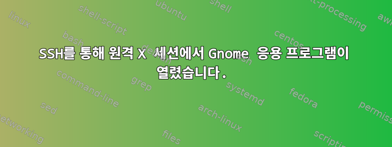 SSH를 통해 원격 X 세션에서 Gnome 응용 프로그램이 열렸습니다.