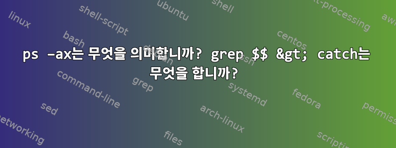 ps –ax는 무엇을 의미합니까? grep $$ &gt; catch는 무엇을 합니까?