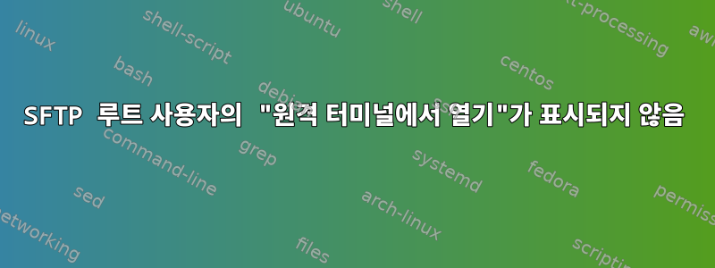 SFTP 루트 사용자의 "원격 터미널에서 열기"가 표시되지 않음