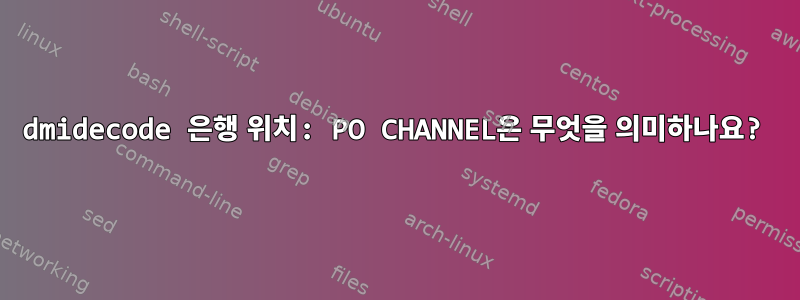 dmidecode 은행 위치: PO CHANNEL은 무엇을 의미하나요?