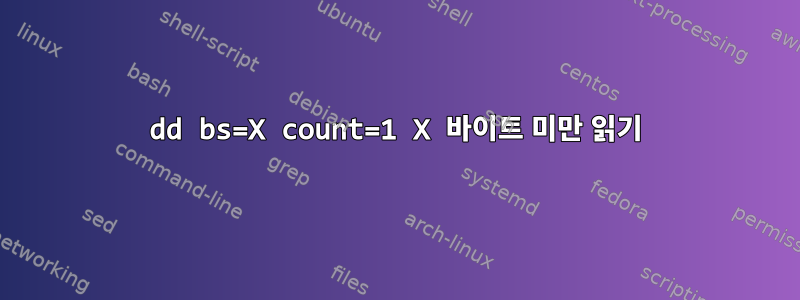 dd bs=X count=1 X 바이트 미만 읽기