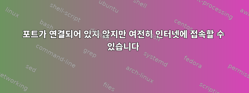 포트가 연결되어 있지 않지만 여전히 인터넷에 접속할 수 있습니다