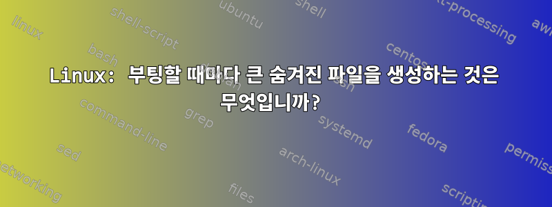 Linux: 부팅할 때마다 큰 숨겨진 파일을 생성하는 것은 무엇입니까?