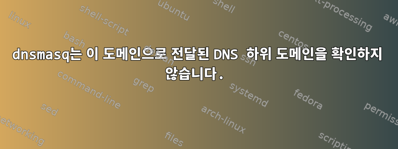 dnsmasq는 이 도메인으로 전달된 DNS 하위 도메인을 확인하지 않습니다.