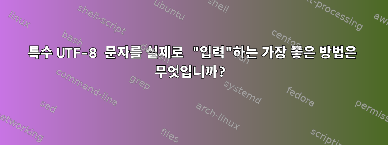 특수 UTF-8 문자를 실제로 "입력"하는 가장 좋은 방법은 무엇입니까?