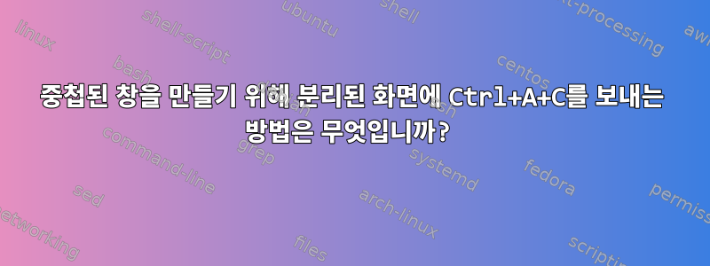 중첩된 창을 만들기 위해 분리된 화면에 Ctrl+A+C를 보내는 방법은 무엇입니까?