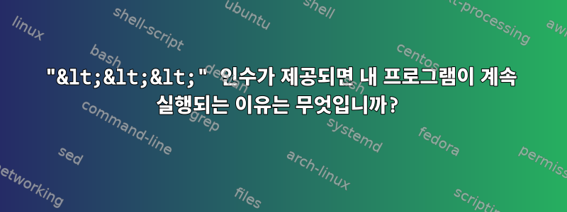 "&lt;&lt;&lt;" 인수가 제공되면 내 프로그램이 계속 실행되는 이유는 무엇입니까?