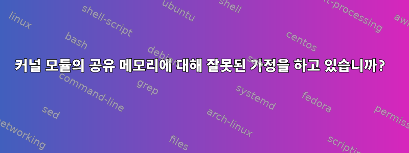 커널 모듈의 공유 메모리에 대해 잘못된 가정을 하고 있습니까?