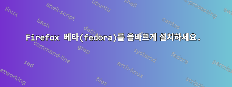 Firefox 베타(fedora)를 올바르게 설치하세요.