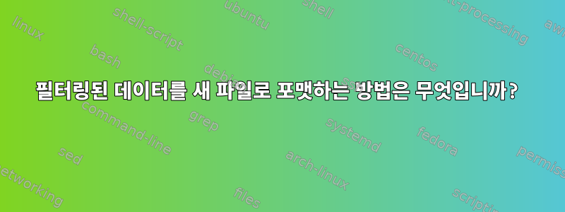 필터링된 데이터를 새 파일로 포맷하는 방법은 무엇입니까?