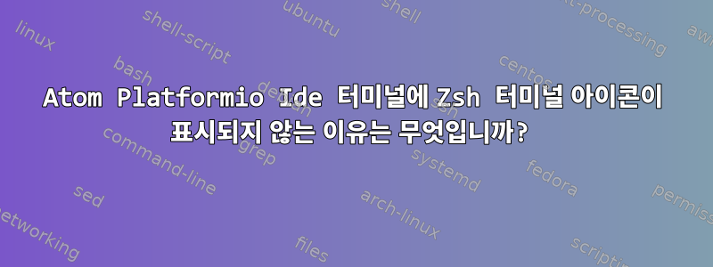 Atom Platformio Ide 터미널에 Zsh 터미널 아이콘이 표시되지 않는 이유는 무엇입니까?