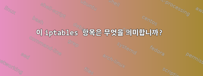 이 iptables 항목은 무엇을 의미합니까?