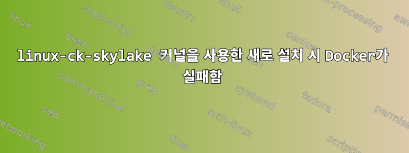 linux-ck-skylake 커널을 사용한 새로 설치 시 Docker가 실패함