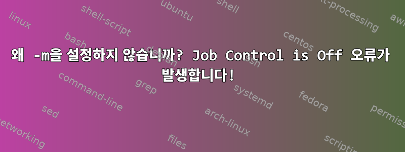 왜 -m을 설정하지 않습니까? Job Control is Off 오류가 발생합니다!