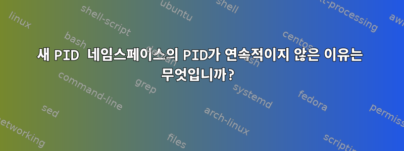 새 PID 네임스페이스의 PID가 연속적이지 않은 이유는 무엇입니까?