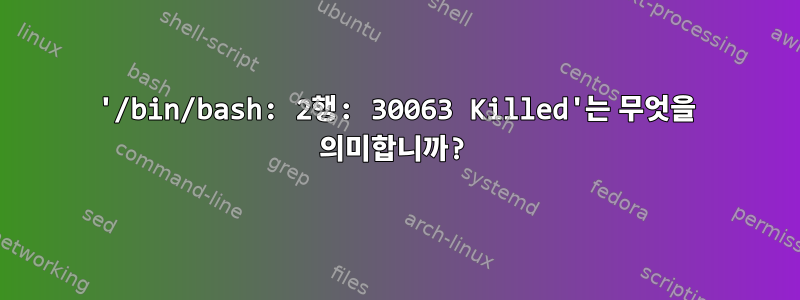 '/bin/bash: 2행: 30063 Killed'는 무엇을 의미합니까?