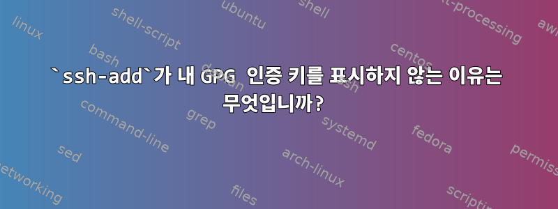 `ssh-add`가 내 GPG 인증 키를 표시하지 않는 이유는 무엇입니까?