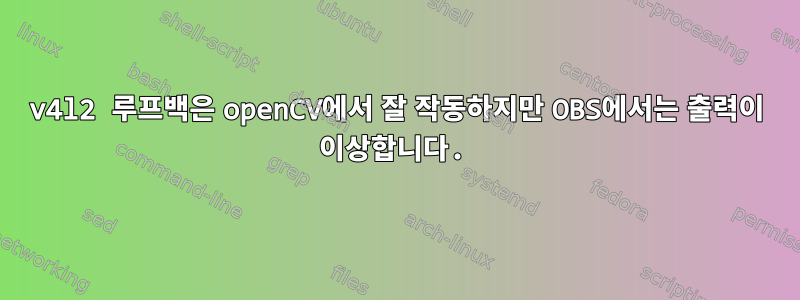 v4l2 루프백은 openCV에서 잘 작동하지만 OBS에서는 출력이 이상합니다.