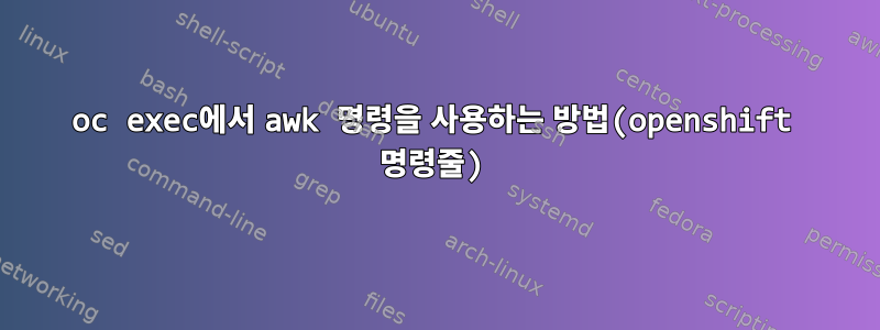 oc exec에서 awk 명령을 사용하는 방법(openshift 명령줄)