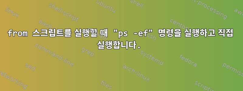 from 스크립트를 실행할 때 "ps -ef" 명령을 실행하고 직접 실행합니다.