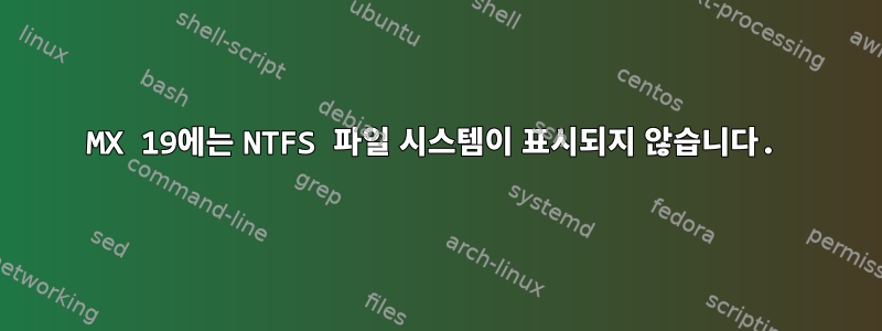 MX 19에는 NTFS 파일 시스템이 표시되지 않습니다.