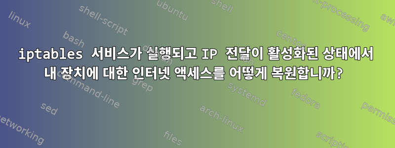 iptables 서비스가 실행되고 IP 전달이 활성화된 상태에서 내 장치에 대한 인터넷 액세스를 어떻게 복원합니까?