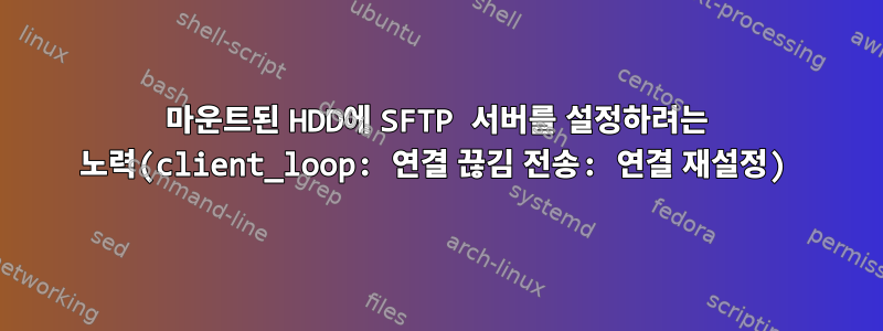 마운트된 HDD에 SFTP 서버를 설정하려는 노력(client_loop: 연결 끊김 전송: 연결 재설정)