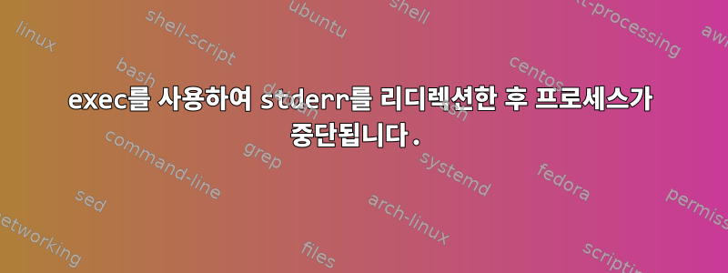 exec를 사용하여 stderr를 리디렉션한 후 프로세스가 중단됩니다.