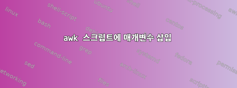 awk 스크립트에 매개변수 삽입