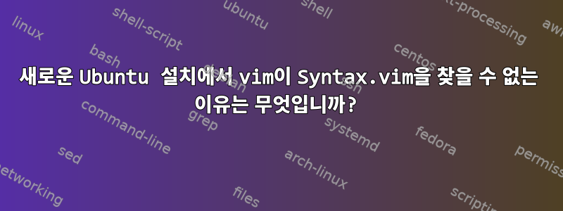 새로운 Ubuntu 설치에서 vim이 Syntax.vim을 찾을 수 없는 이유는 무엇입니까?