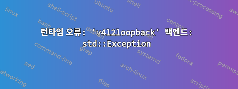 런타임 오류: 'v4l2loopback' 백엔드: std::Exception