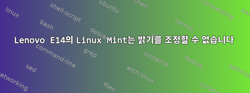 Lenovo E14의 Linux Mint는 밝기를 조정할 수 없습니다