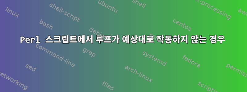 Perl 스크립트에서 루프가 예상대로 작동하지 않는 경우