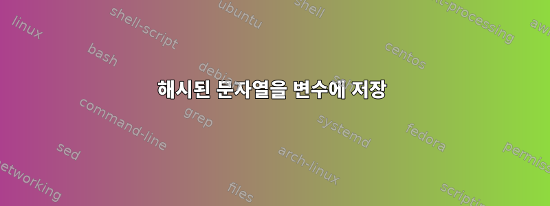 해시된 문자열을 변수에 저장