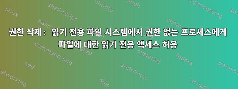 권한 삭제: 읽기 전용 파일 시스템에서 권한 없는 프로세스에게 파일에 대한 읽기 전용 액세스 허용