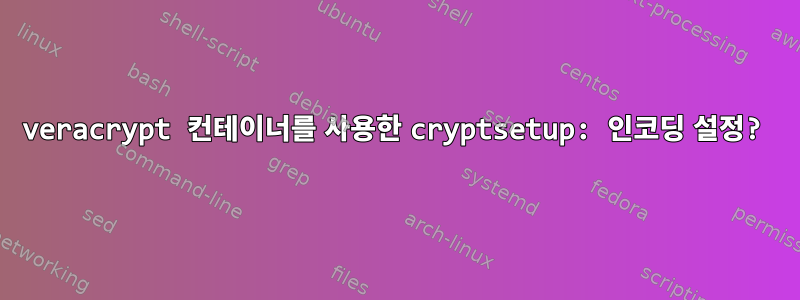 veracrypt 컨테이너를 사용한 cryptsetup: 인코딩 설정?